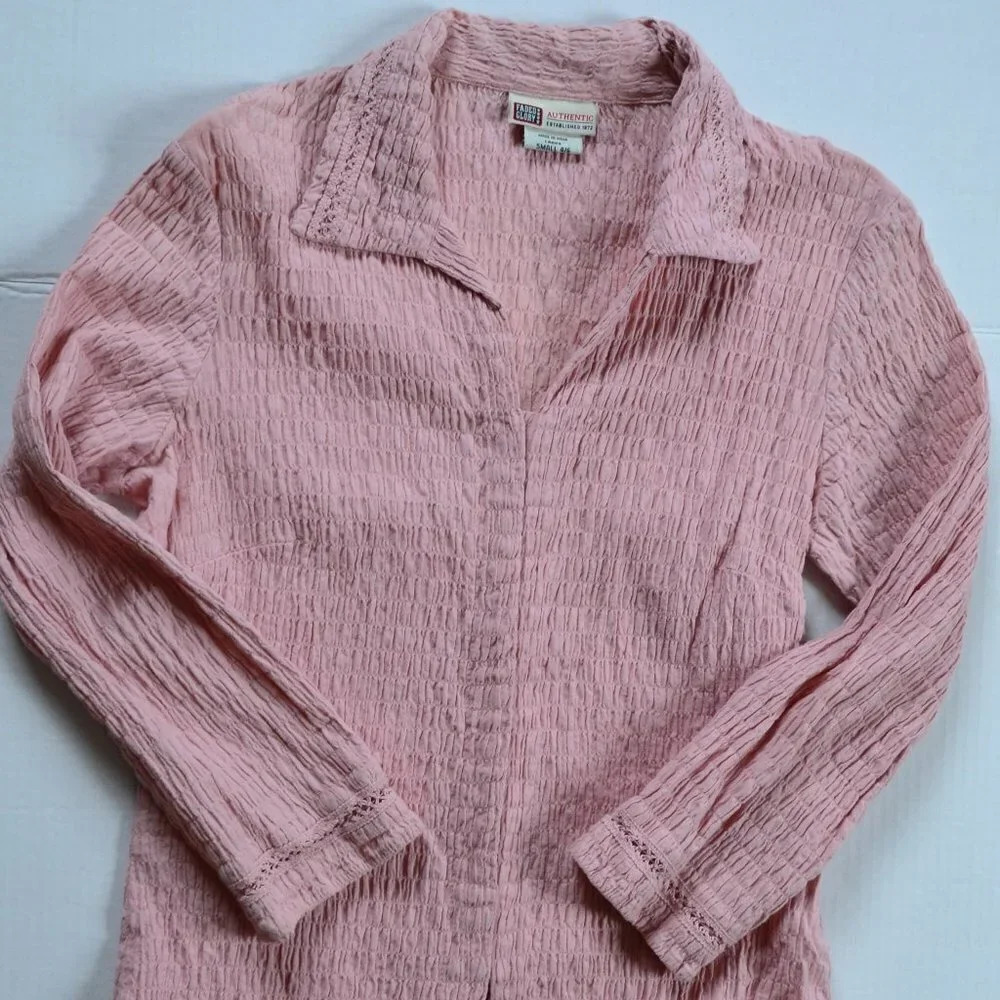 Vtg FADED GLORY Gauze Latch Front Top